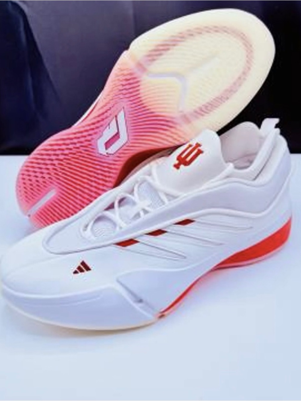 adidas Men’s White & Red Low-Top Sneakers